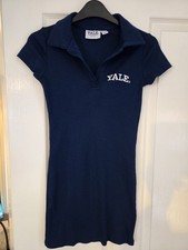 Yale Ladies Navy Blue Tennis Dress With White Logo. Ribbed. Size 6/8. Never Worn