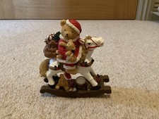 SANTA BEAR ROCKING HORSE ORNAMENT by REGENCY FINE ARTS - EXCELLENT CONDITION 