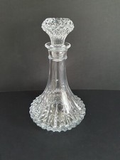Vintage French Garanti Cristal d'Arques Decanter, Lead Crystal Round & Stopper