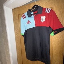 Harlequins Rugby Shirt SIZE L  2016 Adidas 150 Year Anniversary Polo Top Rare