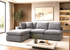 Modular Corner Sofa Grey Beige