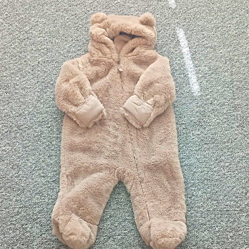 Beige faux fur - faux, hooded