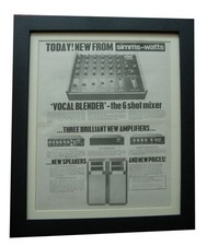 SIMMS-WATTS AMPS+POSTER+AD+QUALITY FRAMED RARE ORIGINAL 1973+EXPRESS WORLD SHIP