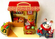 OOAK Sylvanian Decorated Sainsbury's Shop + Christmas Shopper New Handmade Parts