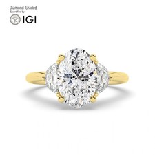 Oval Diamond Trilogy Ring 14k