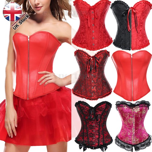 Women red overbust boned - red,