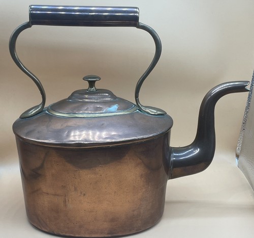 Antique copper kettle swan - kettle,