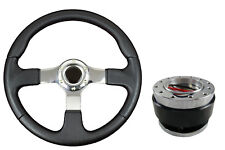 F2 CHROME Sports Steering Wheel + Quick Release boss B29 BLACK