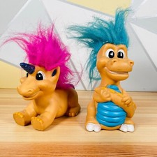 Rare Vintage Troll Hybrid Dolls Unicorn & Dragon 1980's Purple & Blue Hair