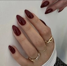24pcs Wine Red False Nails