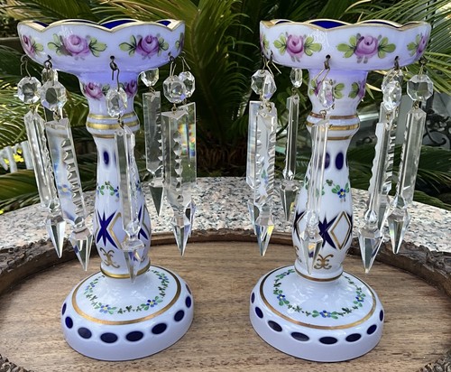 C1890 pair moser candle - pair,