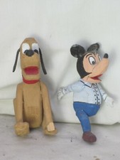 2 damaged vintage hand carved