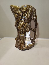 Sylvac 4242 Rabbit Oak Tree Trunk Brown Large 9-inch Pitcher Vase Jug