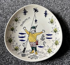 Stavangerflint Norway Man Fishing Wall Plaque Scandinavian Vintage