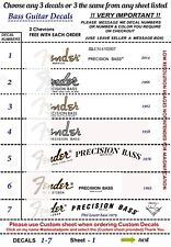 3 Bass Guitar Head stock decals (Water slide)  Listing Is parts 1-21 (UK ONLY)