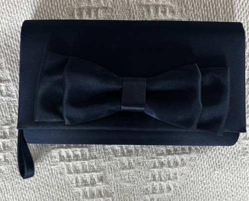Debut navy satin clutch - debut, bag