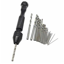 26Pcs Mini Micro Hand Drill Bits Set Small Manual Keyless Chuck Pin Vise Rotary