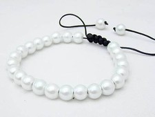 Unisex Macrame Bracelet all 8mm glass PEARL beads