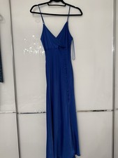 Blue Satin Midi Dress XS Zara