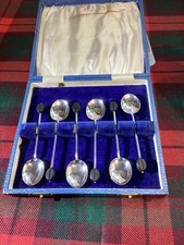 Fully Hallmarked Set Of 6 Solid Silver Coffee Spoons In Orig Box. 36.5 Gms 1928
