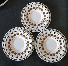 3 HOSTESS TABLEWARE BLACK VELVET SIDE PLATES & SAUCERS FINE BONE CHINA MODERN