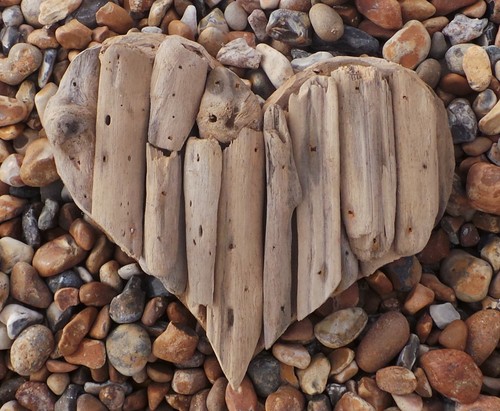 Driftwood wall heart sculpture - driftwood,