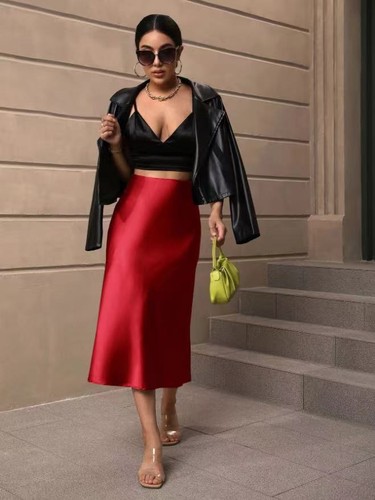 Women high waisted - skirt, silk