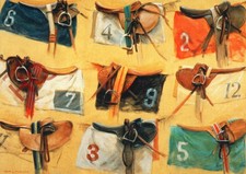 Picture Postcard:-Henry Koehler, Nine Racing Saddles, Horse Racing