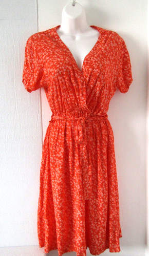 Ladies dress orange ditsy