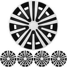 4x Premium Design Wheel Covers Hubcaps Set "Spinel" 15 INCH in White Black