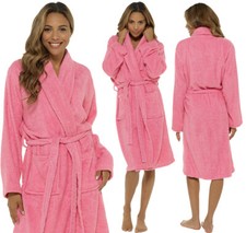 LADIES TOWELLING DRESSING GOWN ROBE WITH POCKETS NEW 100% COTTON