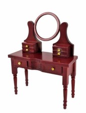 Dolls House Mahogany Dressing Table with Cameo Mirror 1:12 Bedroom Furniture