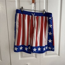 RSVLTS Rocky Balboa Shorts Mens XL Red White Blue Flag Beach Swim USA Lined