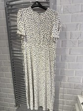 Long White Dress With Blue Polka Dot Pattern Empire Wait Size 18