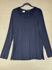 Sulu T Shirt Size M  12 14 Black Long Sleeved Jersey Stretch A Line Top Casual.