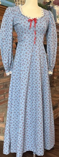 1970s prairie midi dress - prairie, blue