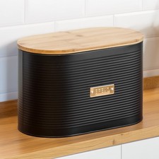 Black Ribbed Bread Bin With