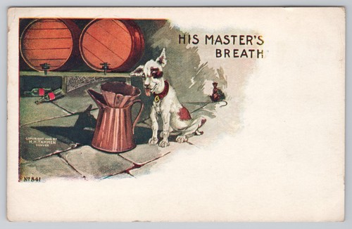 Antique postcard drunk - antique,