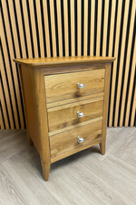 Oak 3 Drawer Bedside Table –