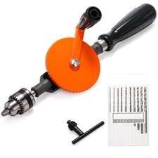 Cididu Manual Hand Drill 1/4 Inch Capacity Speedy Hand Drill Set with 10 Pcs
