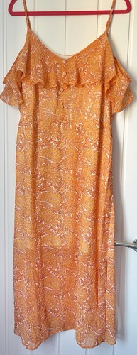 Orange paisley ruffle maxi - orange,