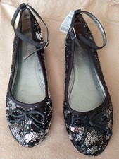 Girls Next Black And Silver Sequin Shoes New Size 3