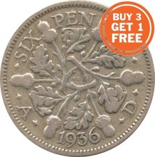 Silver sixpence george - sixpence, coin