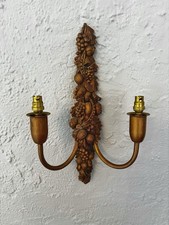 Vintage Composite Wall Scones Lighting x4 Acorn Fir Cone Wood