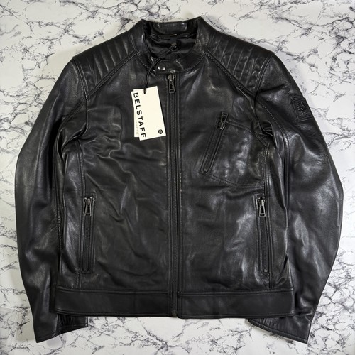 Belstaff mens black leather - leather, v