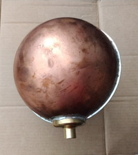 Copper Ball Cock Float sizes 8" dia with a 7/16 BSW threaded brass spigot insert
