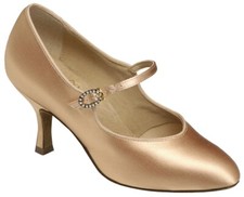 Supadance 1012 Ladies Flesh Satin 3" Contour Court Dance Shoes - Size 3½
