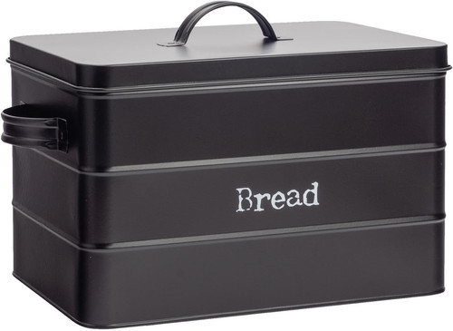 Metal bread bin black - bin,