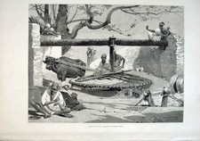 Original Old Antique Print A