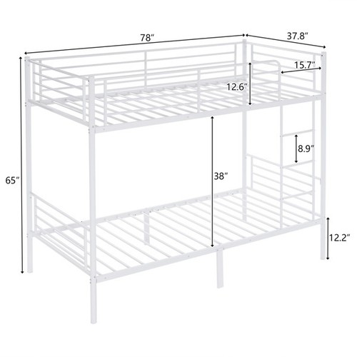 White metal bunk bed - bed, twin